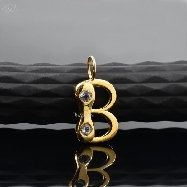 14K Yellow Gold White Cubic Zirconia Bubble A Letter Charm Jewelry - Image 10