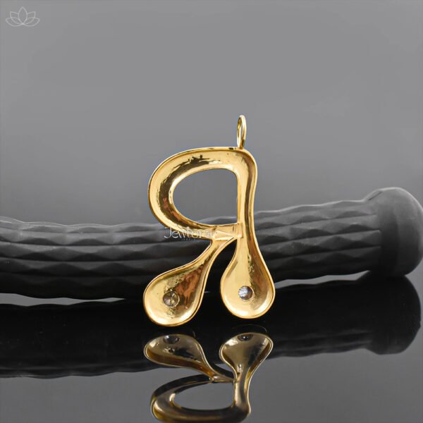 14K Yellow Gold Plated White Cubic Zirconia R Bubble Letter Charm Jewelry - Image 2