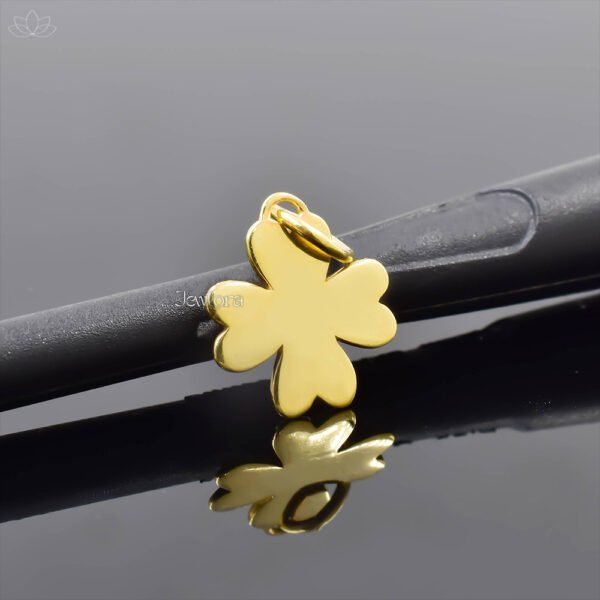 14K Yellow Gold Plated Diamond S Letter Clover Charm Jewelry - Image 2