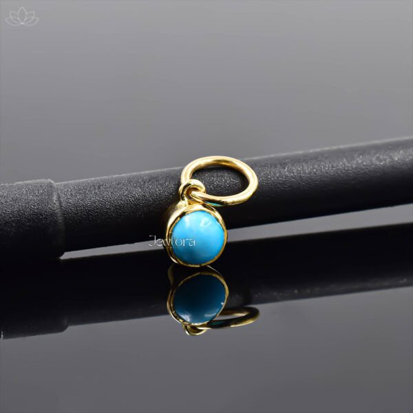 14K Yellow Gold Turquoise Dot Charm Jewelry