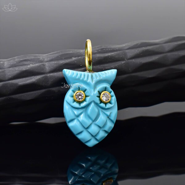 925 Silver Gold Plated Turquoise Owl Charm Jewelry