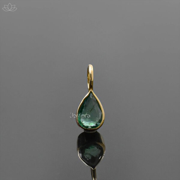 14K Yellow Gold Oval Emerald Drop Charm Jewelry