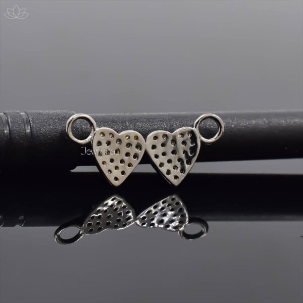 925 Silver Gray Plated Diamond Heart Bracelets Connector Charm Jewelry - Image 2