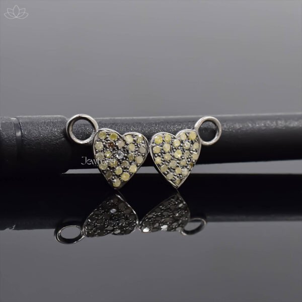 925 Silver Gray Plated Diamond Heart Bracelets Connector Charm Jewelry