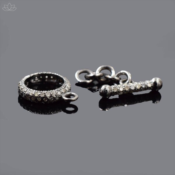 925 Silver Gray Plated Diamond Necklace Connector Toggle Clasp Charm Jewelry - Image 3