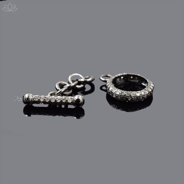 925 Silver Gray Plated Diamond Necklace Connector Toggle Clasp Charm Jewelry - Image 2