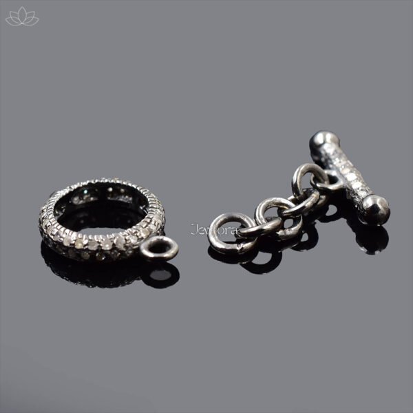 925 Silver Gray Plated Diamond Necklace Connector Toggle Clasp Charm Jewelry