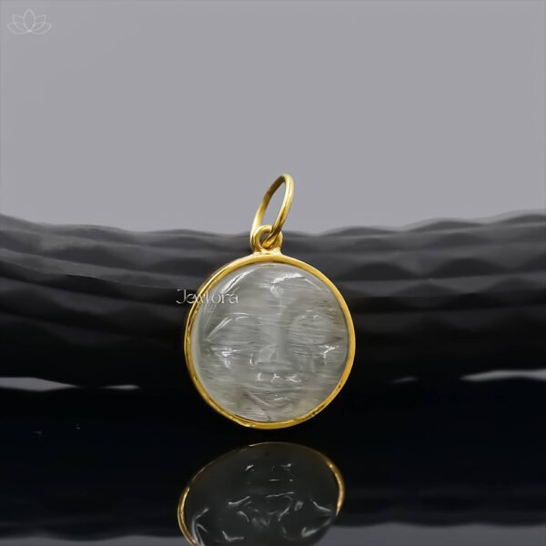 14K Yellow Gold Plated Moonstone Moon Face Charm Jewelry