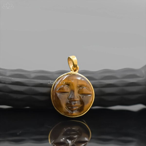 14K Yellow Gold Plated Moonstone Moon Face Charm Jewelry - Image 3