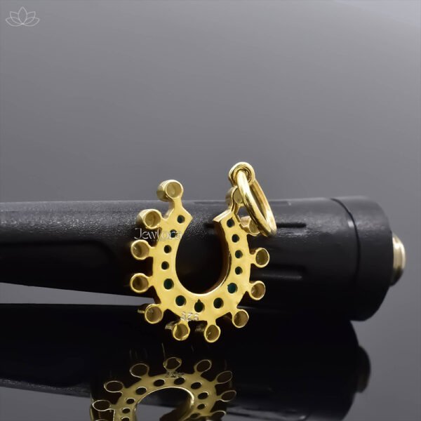14K Yellow Gold Plated Diamond & Turquoise Horseshoe Charm Jewelry - Image 2