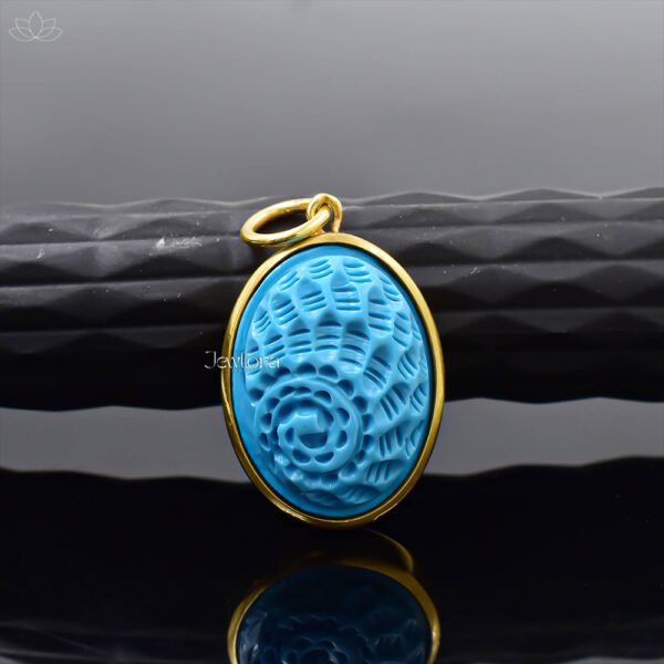 14K Yellow Gold Plated Turquoise Snail Charm Jewelry