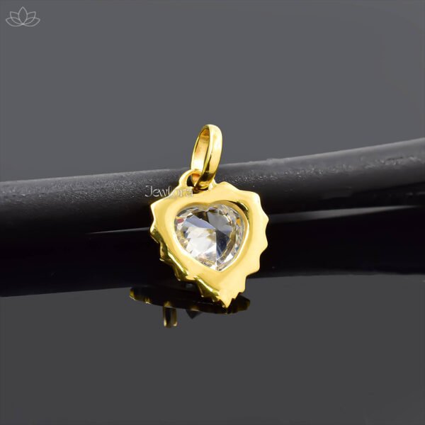 14K Yellow Gold Plated White Cubic Zirconia Heart Charm Jewelry - Image 2