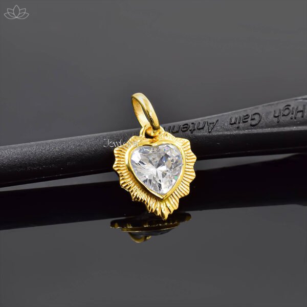 14K Yellow Gold Plated White Cubic Zirconia Heart Charm Jewelry