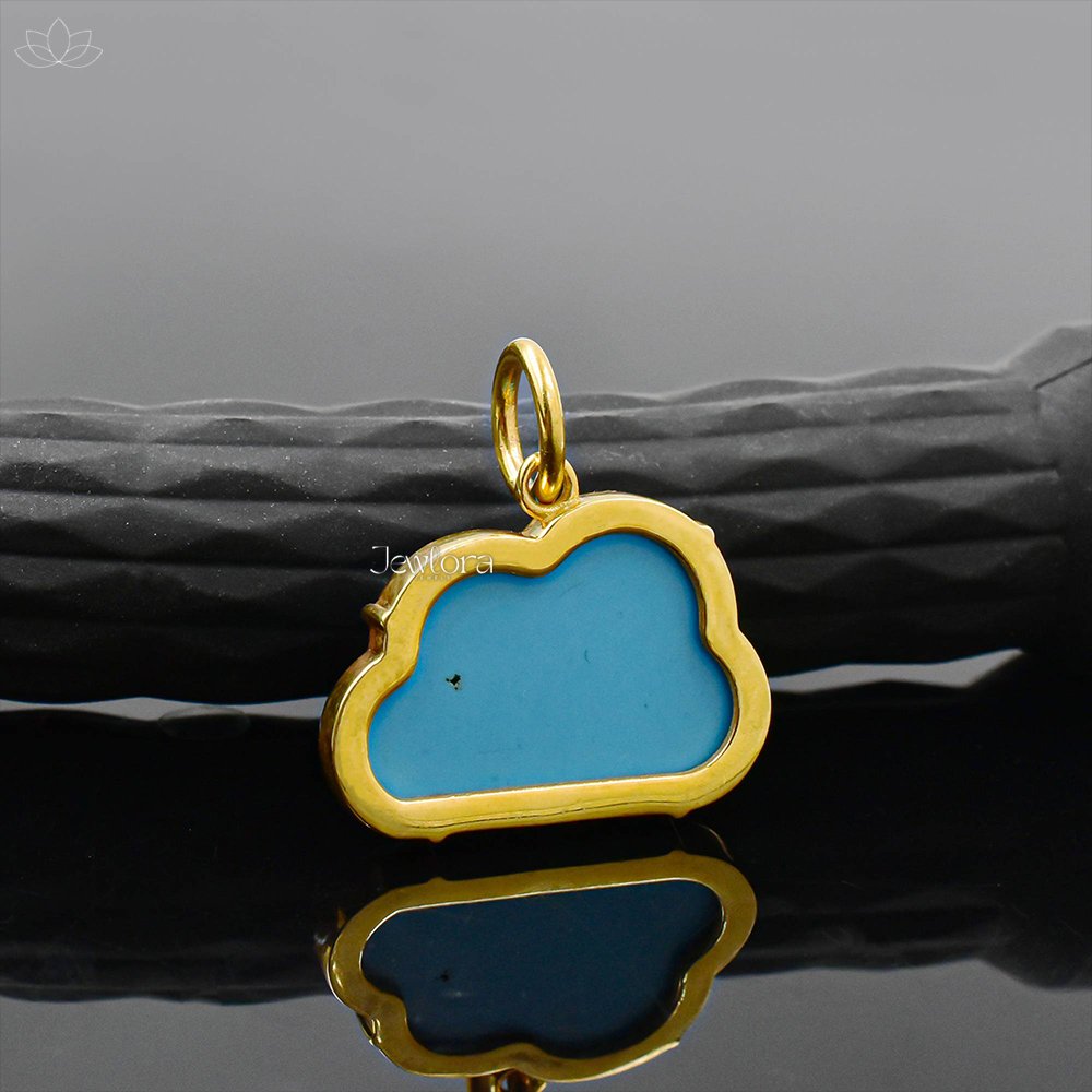 14K Yellow Gold Plated Green Onyx Cloud Pendant Jewelry - Image 4