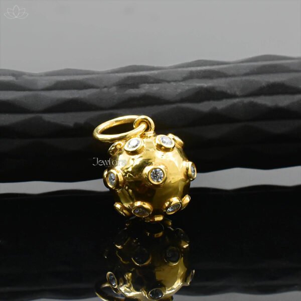 14K Yellow Gold Plated Moissanite Ball Charm Jewelry - Image 2