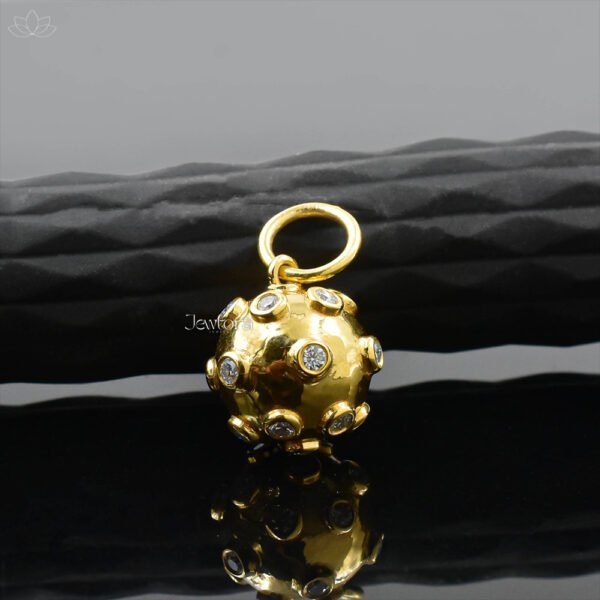 14K Yellow Gold Plated Moissanite Ball Charm Jewelry