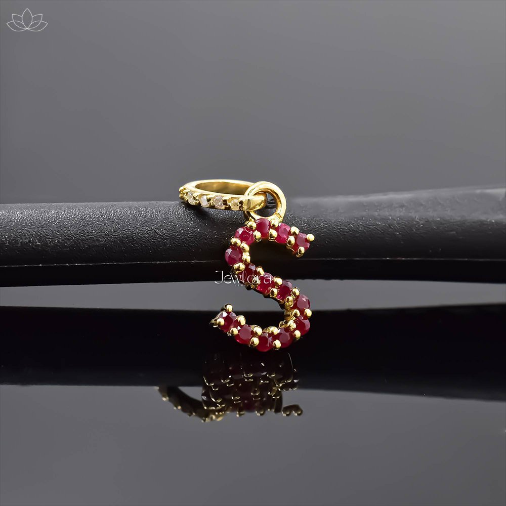 14K Yellow Gold Tsavorite & Diamond A Letter Charm Jewelry - Image 6