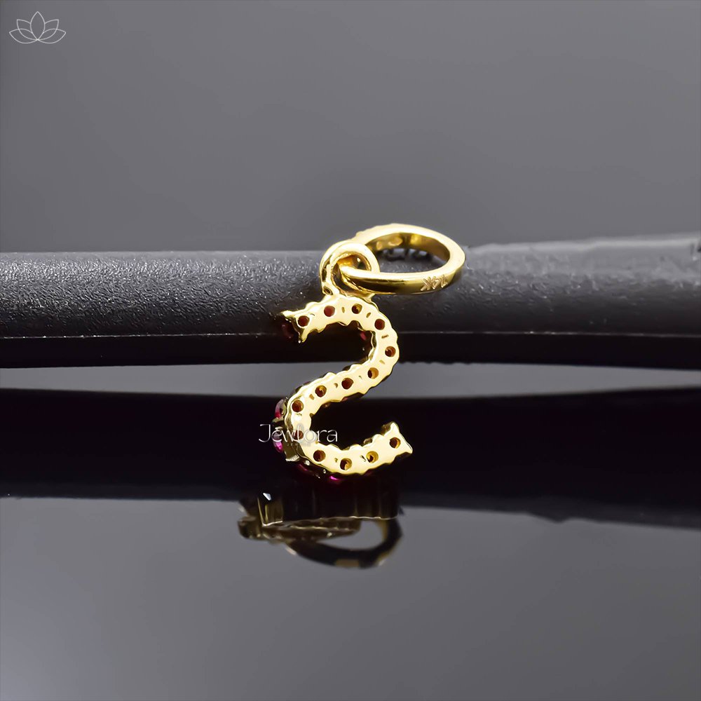 14K Yellow Gold Tsavorite & Diamond A Letter Charm Jewelry - Image 7