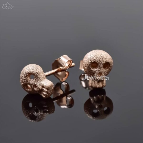14K Rose Gold Plated Skull Stud Earring Jewelry - Image 3
