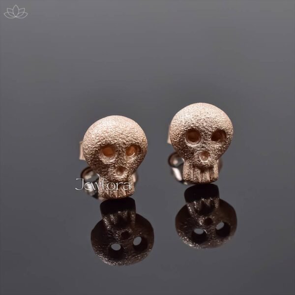 14K Rose Gold Plated Skull Stud Earring Jewelry
