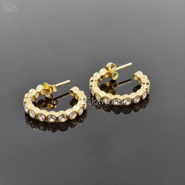 14K Yellow Gold Plated White Cubic Zirconia Hoop Earring Jewelry - Image 2