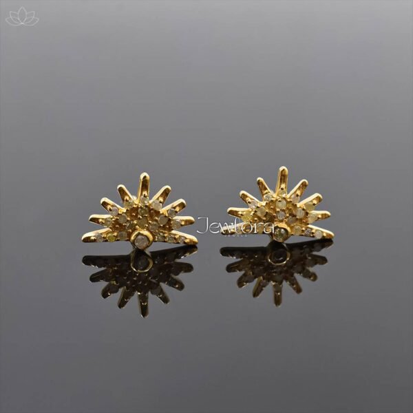 14K Yellow Gold Diamond Stud Earring Jewelry
