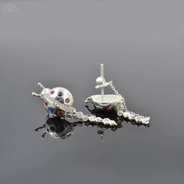 925 Silver Double Cut Diamond Ladybug Insect Chain Drop Earring Jewelry - Image 5