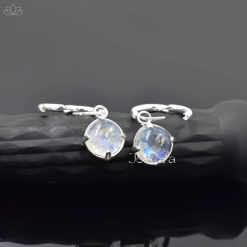 925 Silver Moonstone Hoop Earring Jewelry - Image 2