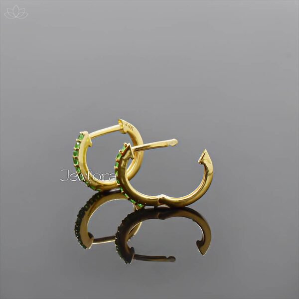 14K Yellow Gold Tasvorite Hoop Earring Jewelry - Image 3