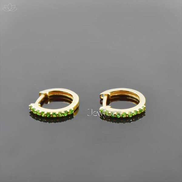 14K Yellow Gold Tasvorite Hoop Earring Jewelry - Image 4
