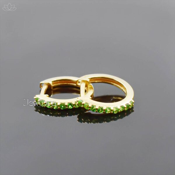14K Yellow Gold Tasvorite Hoop Earring Jewelry - Image 2