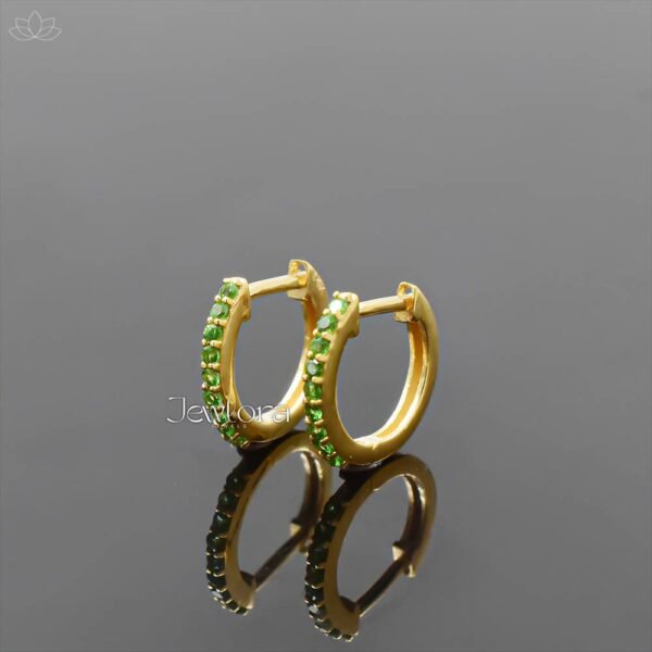 14K Yellow Gold Tasvorite Hoop Earring Jewelry