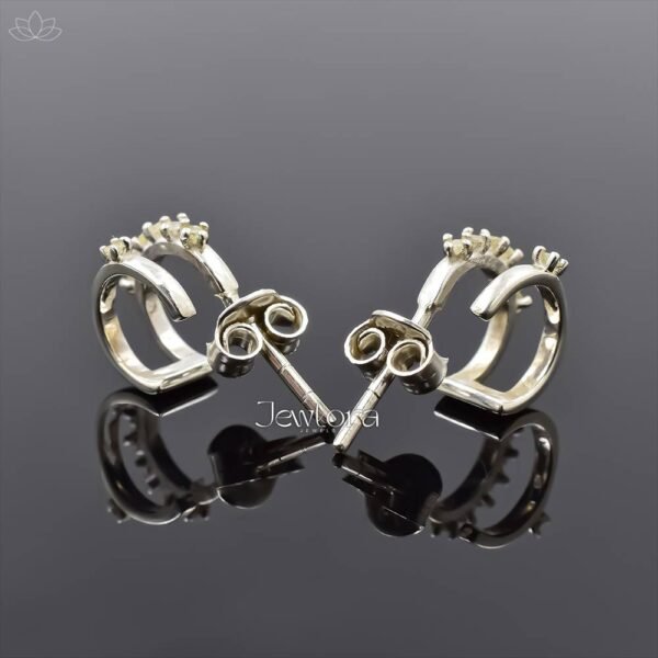 925 Silver Diamond Round Stud Earring Jewelry - Image 3
