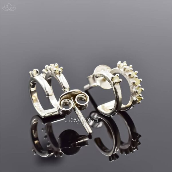 925 Silver Diamond Round Stud Earring Jewelry - Image 2