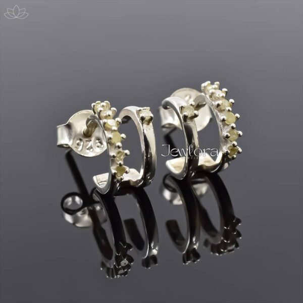 925 Silver Diamond Round Stud Earring Jewelry