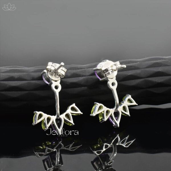 925 Silver Peridot And Amethyst Ear Jacket Earring Jewelry - Image 2