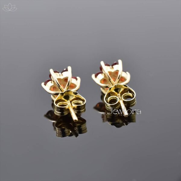 14K Yellow Gold Garnet Stud Earring Jewelry - Image 2