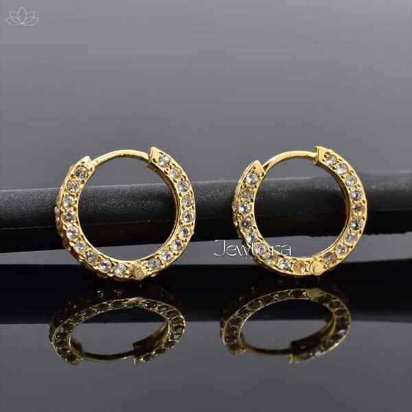 14K Yellow Gold White Topaz Hoop Earring Jewelry