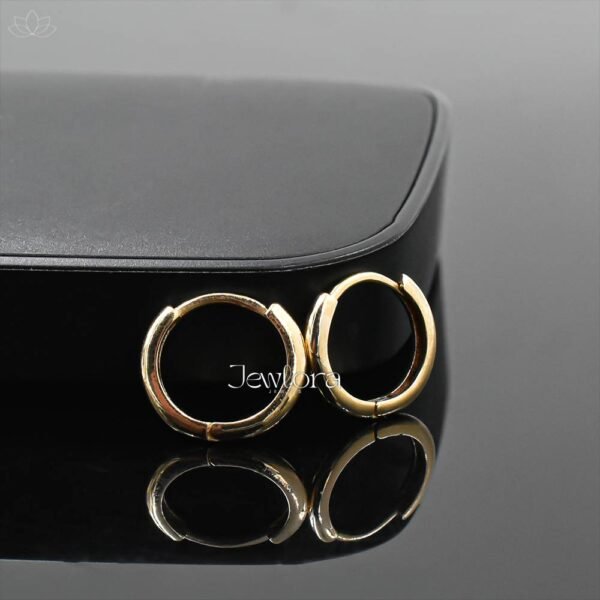 14K Yellow Gold Plain Hoop Earring Jewelry - Image 3