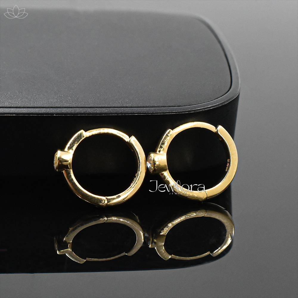 14K Yellow Gold Double Cut Diamond Hoop Earring Jewelry - Image 3