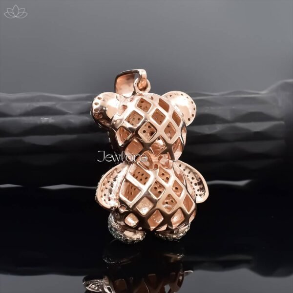 14K Rose Gold Plated Moissanite Teddy Bear Pendant Jewelry - Image 2