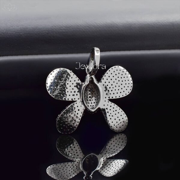 925 Silver Grey Plated White Topaz Butterfly Pendant Jewelry - Image 2