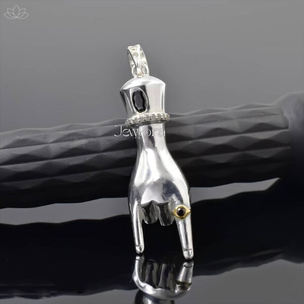 925 Silver Diamond & Black Onyx Figa Pendant Jewelry