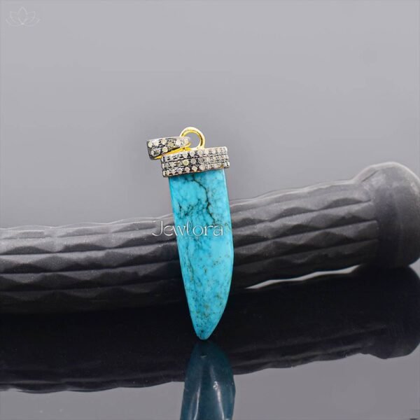 925 Sterling Silver Turquoise Horn Pendant Jewelry