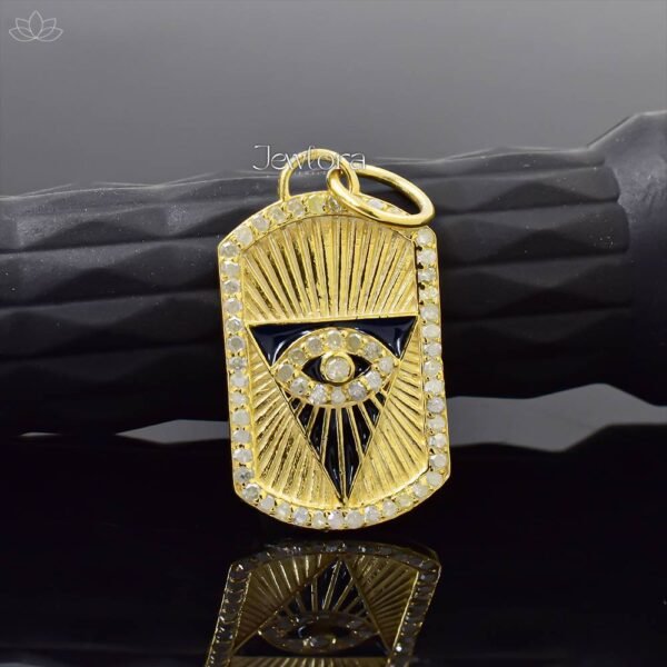 14K Yellow Gold Diamond Evil Eye Pendant Jewelry