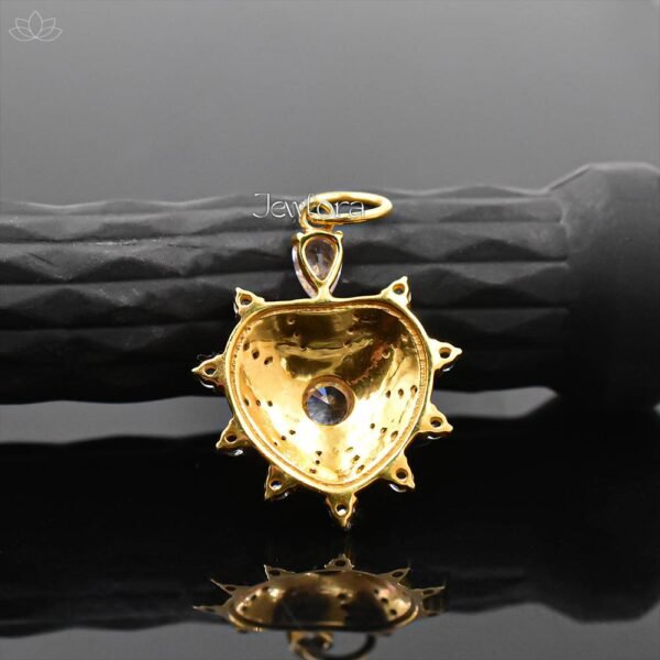14K Yellow Gold Plated White Topaz Heart Pendant Jewelry - Image 2