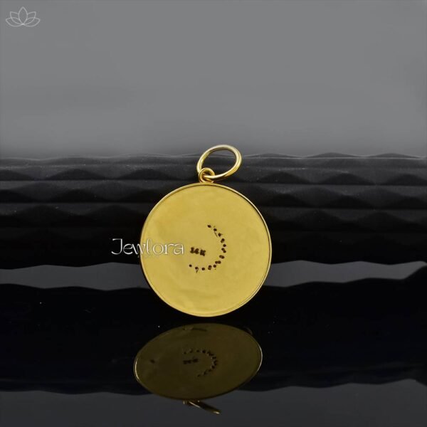 14K Yellow Gold Round Diamond Moon Pendant Jewelry - Image 2
