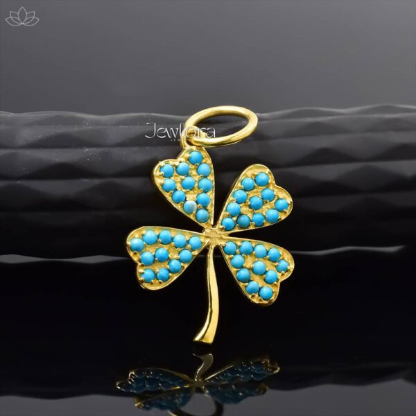 14K Yellow Gold Plated Turquoise Floral Pendant Jewelry