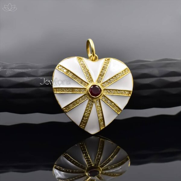 14K Yellow Gold Plated Diamond Heart Pendant Jewelry