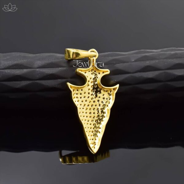 14K Yellow Gold Plated Single Cut Diamond Arrowhead Pendant Jewelry - Image 2